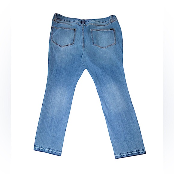 G.I.L.I Flared Leg Medium Wash Raw Hem Ankle Slit Jeans Size 16 EUC! - Picture 3 of 13